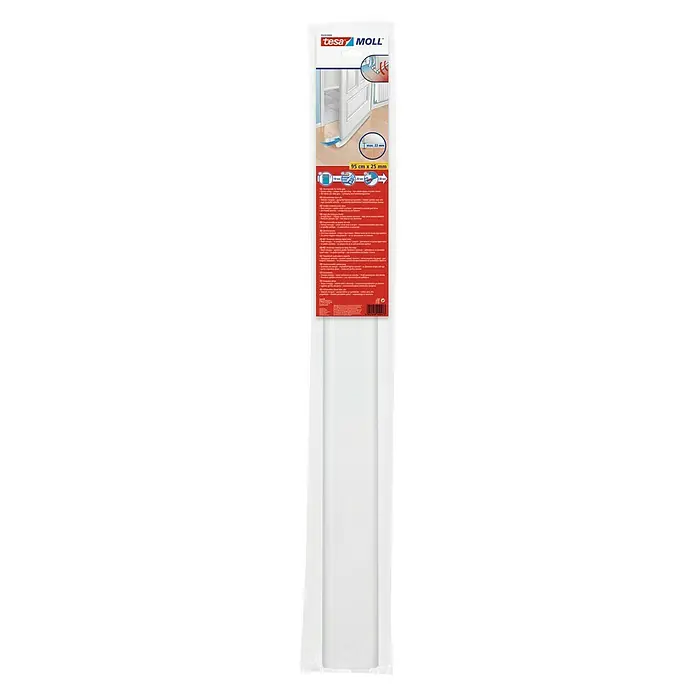 Tesa MOLL Türbodendichtung Doppel-Dichtung - Weiß, 0,95 m x 25 mm, Geeignet für: Glatte Böden - Vorderansicht