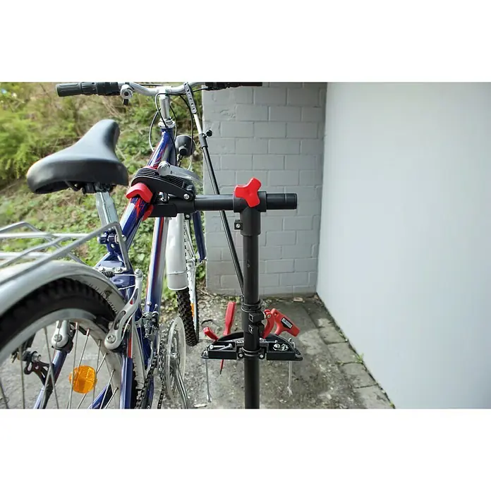 Stalak za popravak bicikla - Prikladno za: Okvir bicikla s Ø 25 – 40 mm, Podešavanje po visini: 108 cm - 190 cm, 30 kg - Proizvod u upotrebi