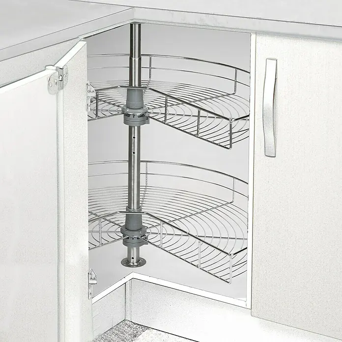 Estantería rinconera metálica semicircular 80 - L x An x Al: 520 x 900 x 450 mm, Cromo