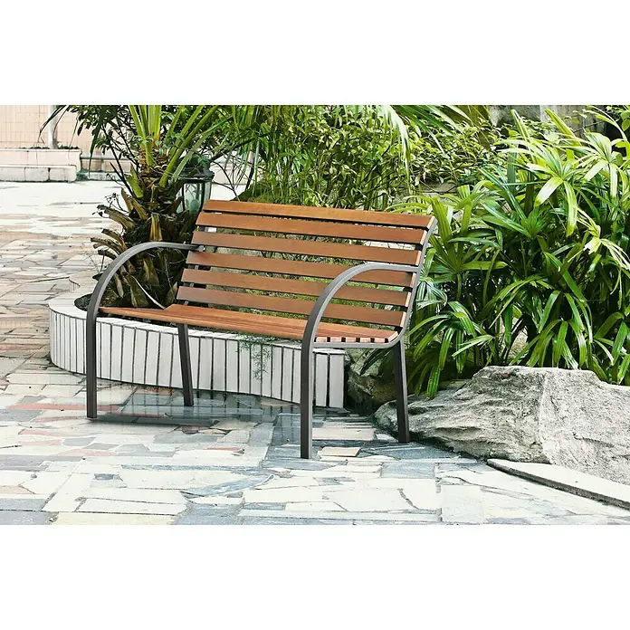 Sunfun Gartenbank Saale - Breite: 122 cm, Hartholz, Naturbraun - Stimmungsaufnahme