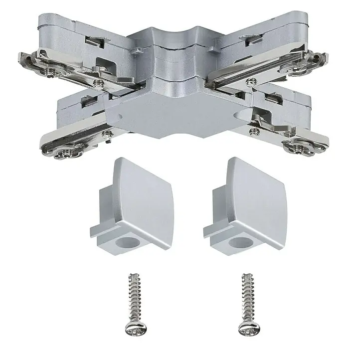Paulmann URail X-Verbinder - 10,4 x 10,4 cm, Metall, Chrom matt - Vorderansicht