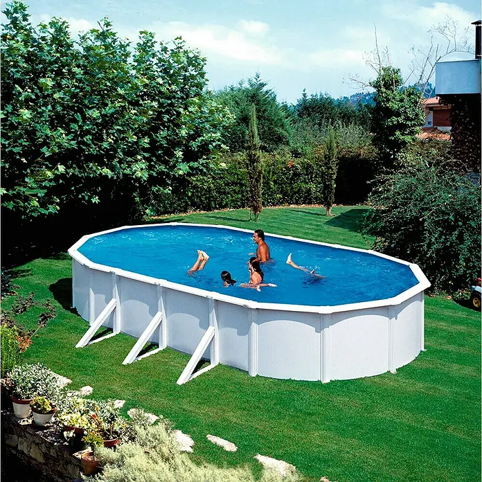 KWAD Pool-Set Steely de luxe - L x B x H: 6,1 x 3,6 x 1,2 m, Fassungsvermögen: 24.100 l, Oval