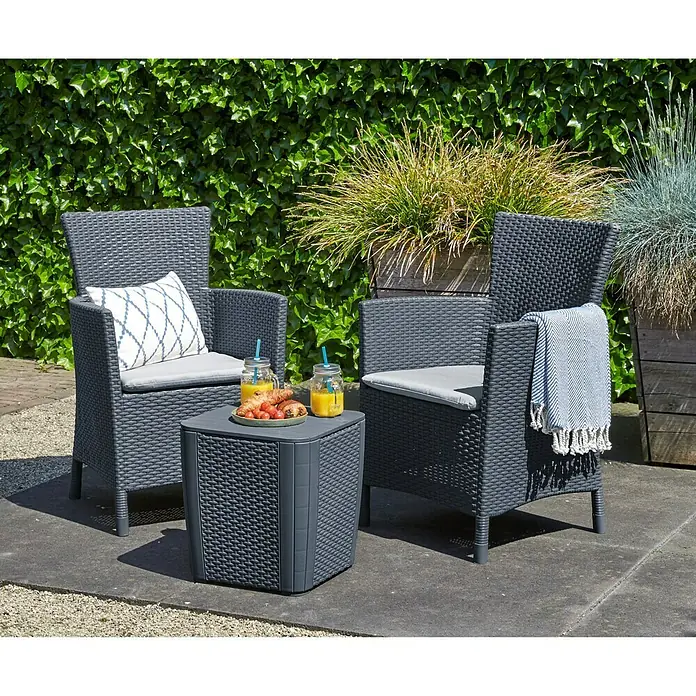 Keter Conjunto de muebles de balcón Iowa - 3 piezas, Grafito
