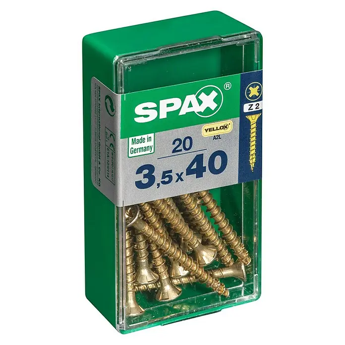 Spax Univerzalni vijak - 3,5 x 40 mm, Puni navoj, 20 kom - Pogled s lijeve strane