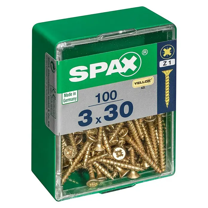 Spax - 3 x 30 mm, Puni navoj, 100 kom - Pogled s lijeve strane