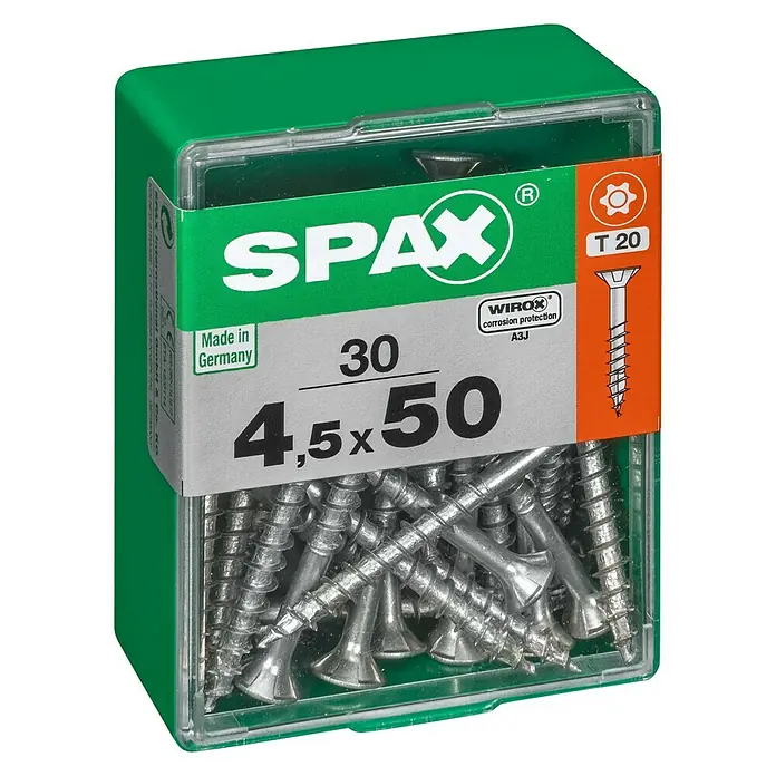 Spax Vijak za drvo torx T-Star plus - Promjer: 4,5 mm, Duljina: 50 mm, Upuštena glava, T-Star plus, Multifunkcionalna primjena u zatvorenom - Pogled s lijeve strane