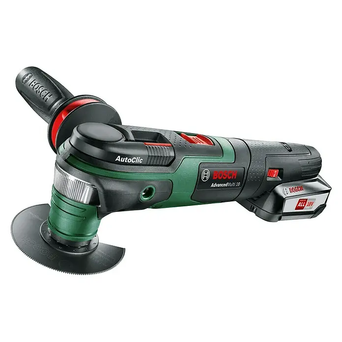 Bosch 18 V Power for All Akku-Multifunktionswerkzeug Advanced Multi 18 - 18 V, 1 Akku, 2,5 Ah, Leerlaufdrehzahl: 10.000 U/min - 20.000 U/min - Linke Seitenansicht