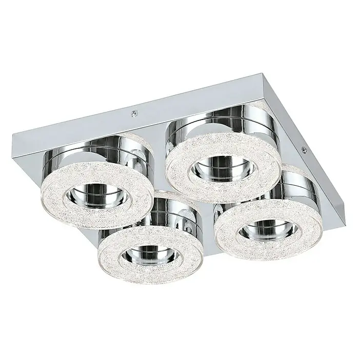 Eglo LED-Wand- & Deckenleuchte Fradelo - L x B x H: 28 x 28 x 6 cm, Silber, Warmweiß, Anzahl Leuchtmittel: 4 Stk. - Diagonale Ansicht