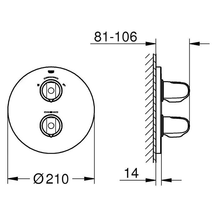 Grohe Brause-Thermostatarmatur Grohtherm 1000 New - Chrom, Glänzend