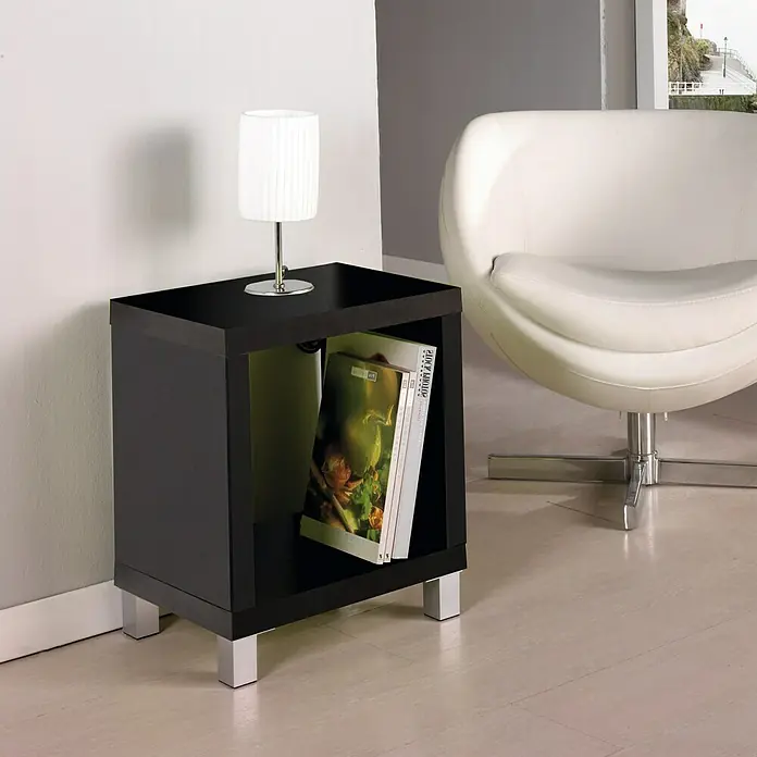 Mesa auxiliar Kubox - L x An x Al: 29 x 41 x 41 cm, Negro