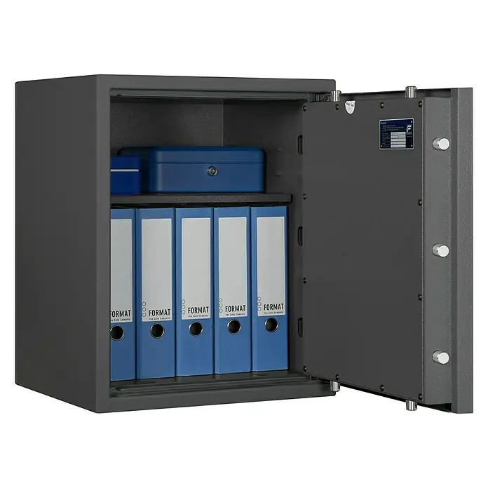 Format Wertschutzschrank Lyra 3 - Doppelbart-Hochsicherheitsschloss, L x B x H: 420 x 500 x 605 mm - Detailaufnahme