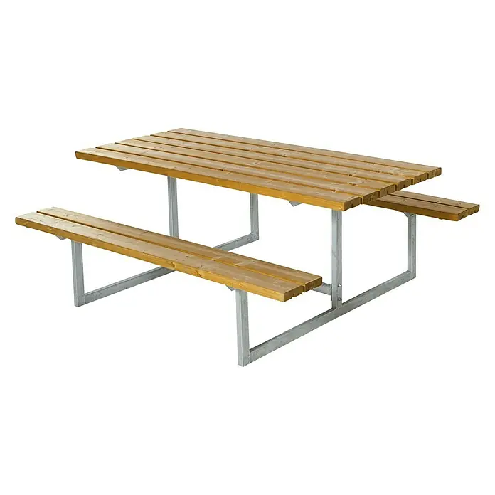 Plus Sitzgruppen-Set Basic - 3 -tlg., Ohne Rückenlehne, Lärche, Natur, Silber - Linke Seitenansicht