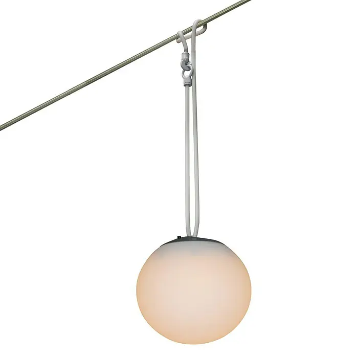 BAUHAUS Napelemes függőlámpa - Átmérő: 30 cm, Szürke, fehér, IP44 - Elülső nézet
