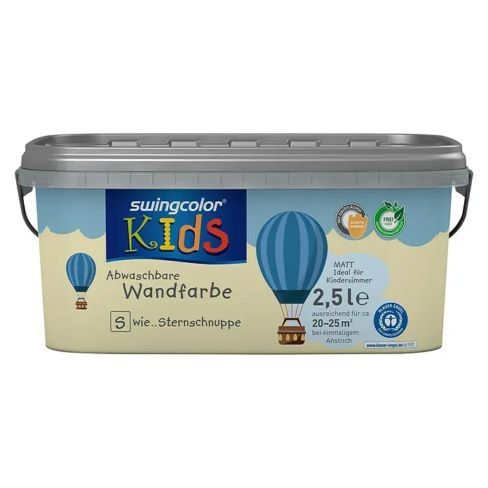 swingcolor KIDS Wandfarbe - Sternschnuppe, 2,5 l, Matt, Konservierungsmittelfrei - Vorderansicht