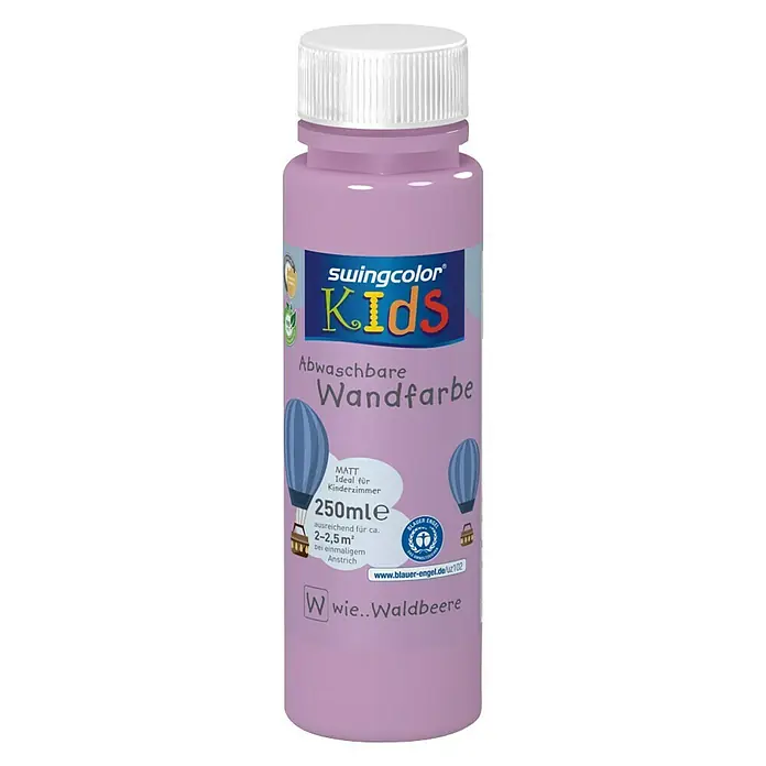 swingcolor KIDS Wandfarbe - Waldbeere, 250 ml, Matt, Konservierungsmittelfrei - Vorderansicht