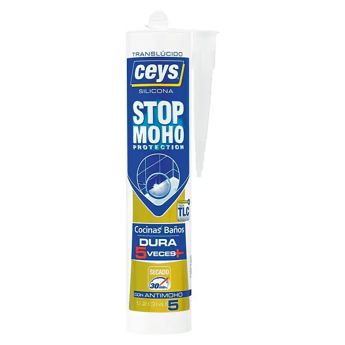 Ceys Silicona para sanitarios y cocinas Stop moho - Incoloro, 280 ml