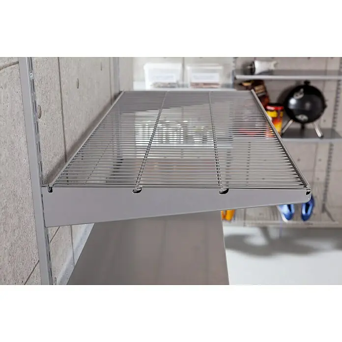 Element System Twin Zidni nosač žičane police - Namijenjeno za: Vodilice s rasterom od 32 mm, Vodilice s rasterom od 50 mm, Vodilice s 2 rupe, Duljina: 42 cm, Opteretivost: 30 kg - Pogled s desne strane