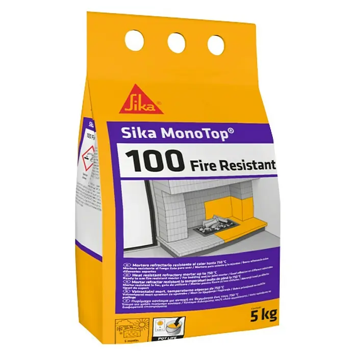 Sika Mortero refractario y resistente al fuego MonoTop 100 Fire Resistant - 5 kg