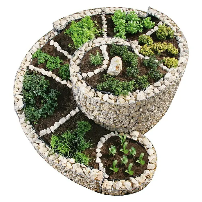 Bellissa Gabionen-Kräuterspirale - 150 x 200 x 80 cm, Stahl, Fassungsvermögen Erde: 1.350 kg