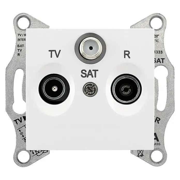 Schneider Electric Sedna Toma TV/SAT - Blanco, Plástico, Empotrado
