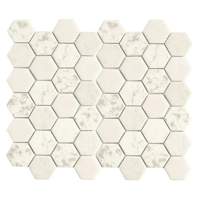 Palazzo Baldosa de mosaico Hexagon - 30,1 x 30,1 cm, Blanco Carrara