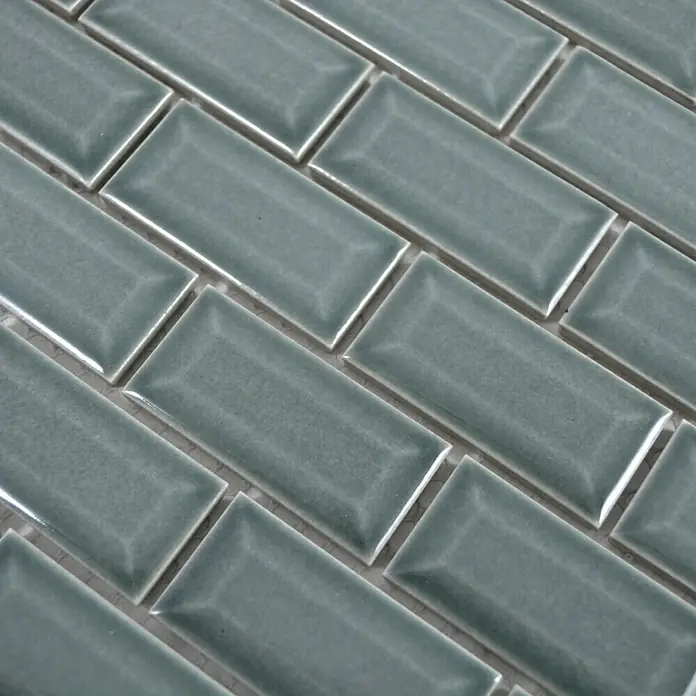 Mosaikfliese Brick Bond Diamond CBP 106 - 30 x 30 cm, Petrol, Glänzend - Detailaufnahme