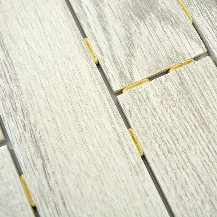 Mosaikfliese Brick Oak Chinchilla CDJ 07BR - 25,2 x 36,7 cm, Hellgrau, Matt - Detailaufnahme