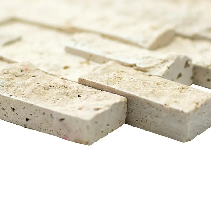 Mosaikfliese Brick Splitface X3D 46248 - 30,5 x 29 cm, Creme, Matt - Detailaufnahme