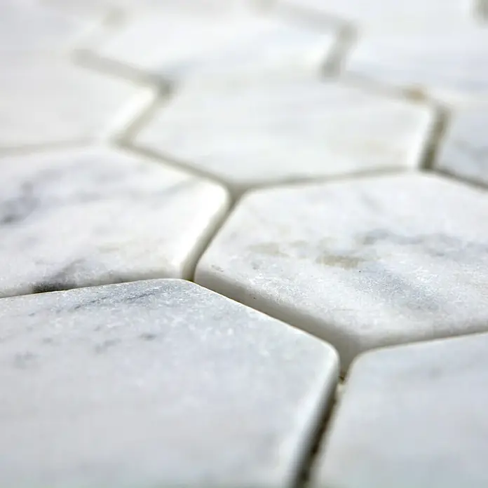 Mosaikfliese Hexagon Uni MOS HXN 2000 - 29,8 x 30,5 cm, Weiß, Matt - Detailaufnahme