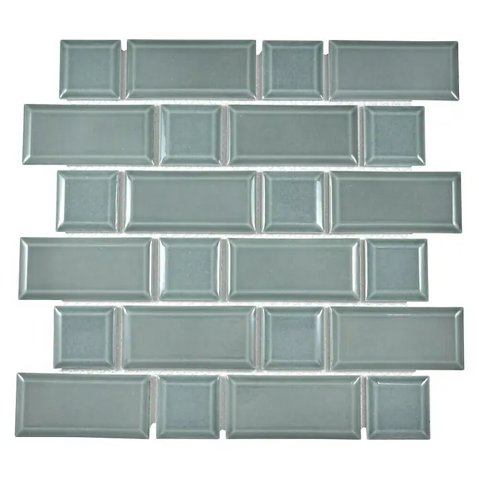Mosaikfliese Metro Uni CG M06PM - 29,4 x 29,1 cm, Petrol, Glänzend - Ansicht von oben