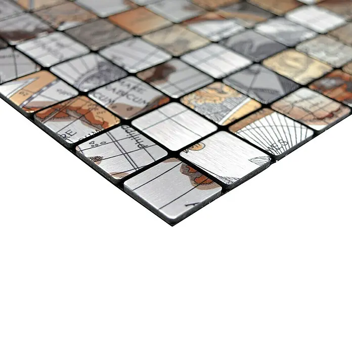Selbstklebemosaik SAM 4MAP25S - 29 x 29 cm, Metall, Silber - Detailaufnahme