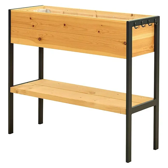 Plus Pflanzkasten Funkis - Natur, Anthrazit, 103 x 37 x 90 cm, Holz - Rechte Seitenansicht