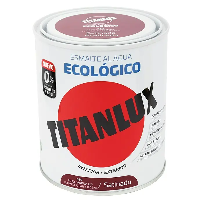 Titanlux Esmalte de color Eco - Rojo carruajes, 750 ml, Satinado