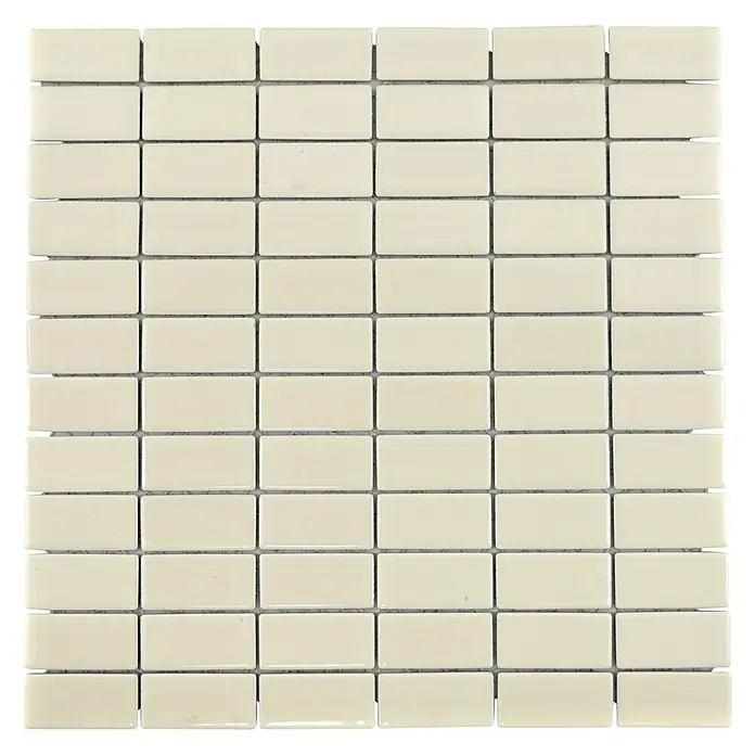 Mosaikfliese Stäbchen Uni ST 400 - 29,8 x 29,8 cm, Beige, Glänzend - Ansicht von oben