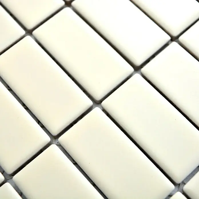 Mosaikfliese Stäbchen Uni ST 400 - 29,8 x 29,8 cm, Beige, Glänzend - Detailaufnahme