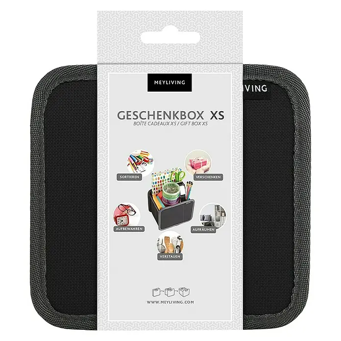 Meyliving Faltbox XS - L x B x H: 16,5 x 12,5 x 16,5 cm, Schwarz - Vorderansicht