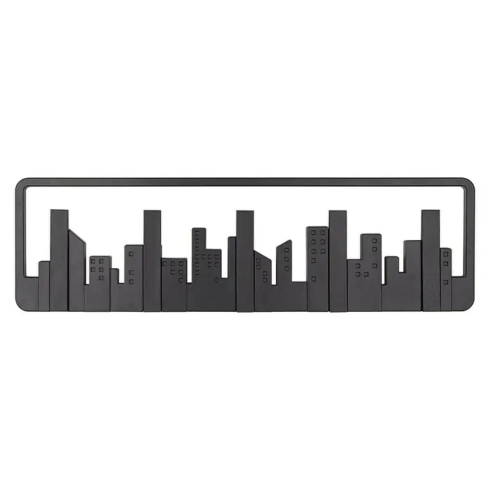 Umbra Garderobenleiste Skyline - L x B x H: 49,5 x 2,5 x 15,2 cm, Anzahl Haken: 5 Stk., Schwarz - Vorderansicht