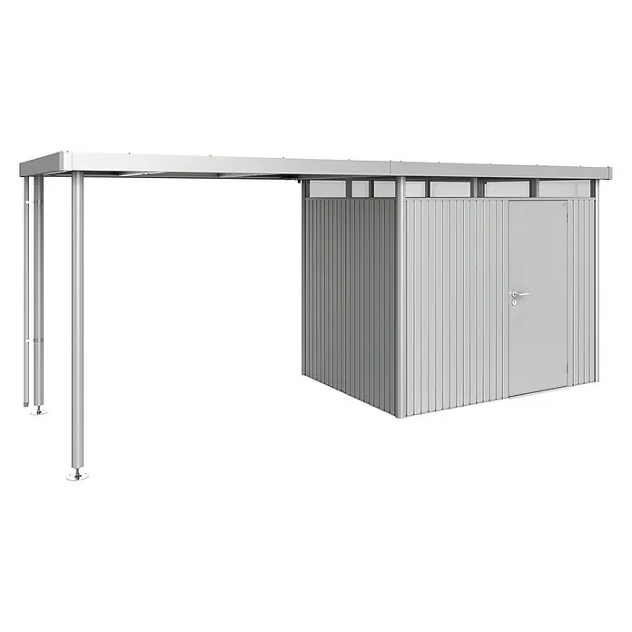 Biohort HighLine Seitendach H2 - Passend für: Biohort Gerätehaus HighLine H2, Silber Metallic, 2,75 x 1,95 m - Linke Seitenansicht