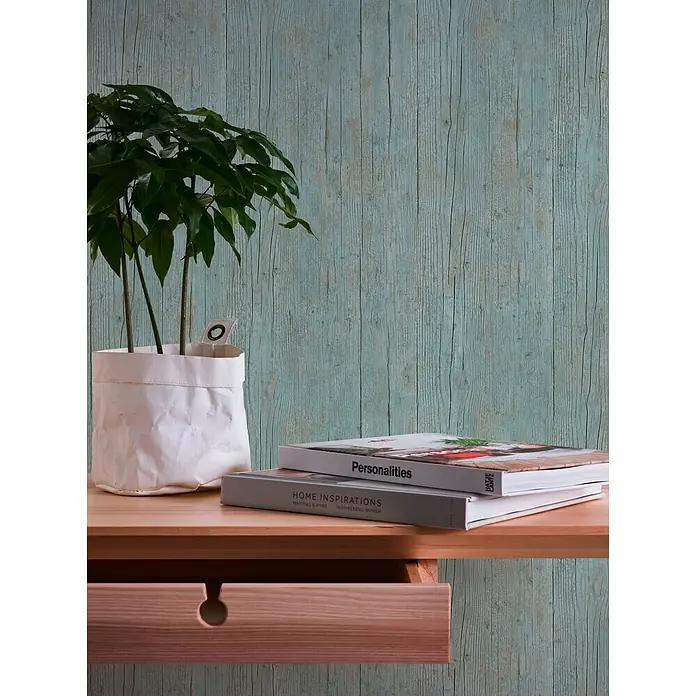 Lutèce Authentic Walls 2 Vliestapete - Grün/Grau, Holzoptik, 10,05 x 0,53 m - Stimmungsaufnahme