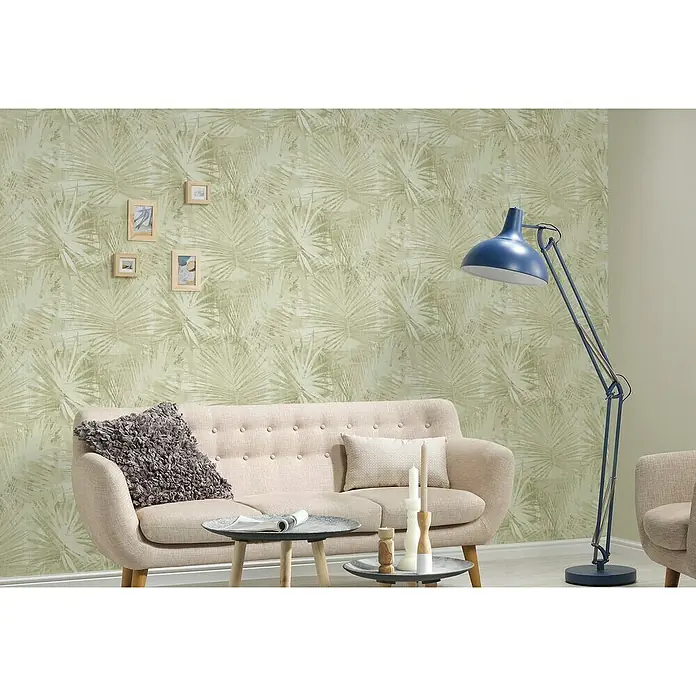 AS Creation Hygge Vliestapete - Hellgrün, Floral, 10,05 x 0,53 m - Stimmungsaufnahme