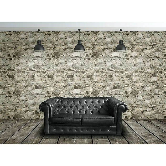 Revestimiento de pared Wall Rock - 40 x 60 cm, Gris, Efecto piedra