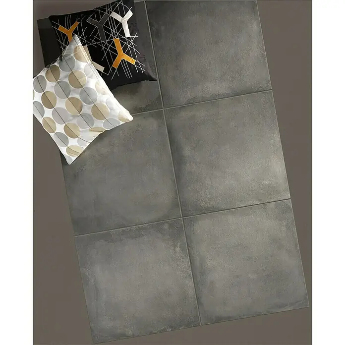 Pavimento porcelánico Fattoamano - 61,5 x 61,5 cm, Negro, Efecto cemento