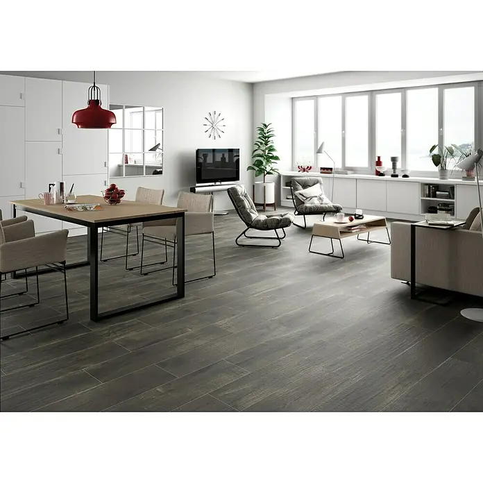 Pavimento cerámico Olsen - 24 x 95 cm, Gris, Estilo madera
