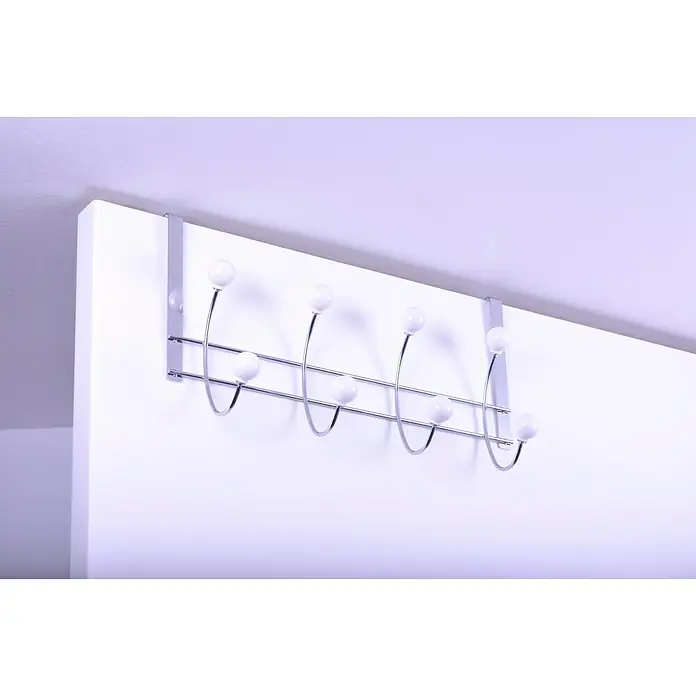 Nesu Perchero 902 - L x An x Al: 37 x 19 x 8,2 cm, Número de ganchos: 8 ud., Blanco, Cromo