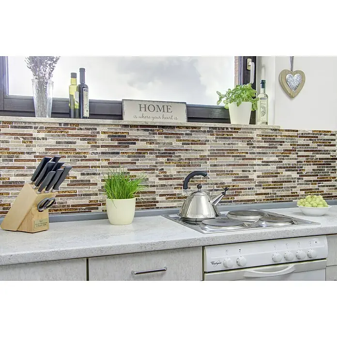 Mosaikfliese Verbund Crystal Mix - 29,8 x 33,8 cm, Beige/Braun, Glänzend - Stimmungsaufnahme