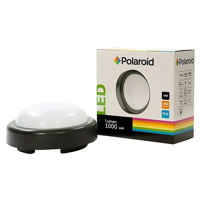 Polaroid LED-Außenwandleuchte - 14 W, Schwarz, Ø x H: 19,7 x 9,5 cm