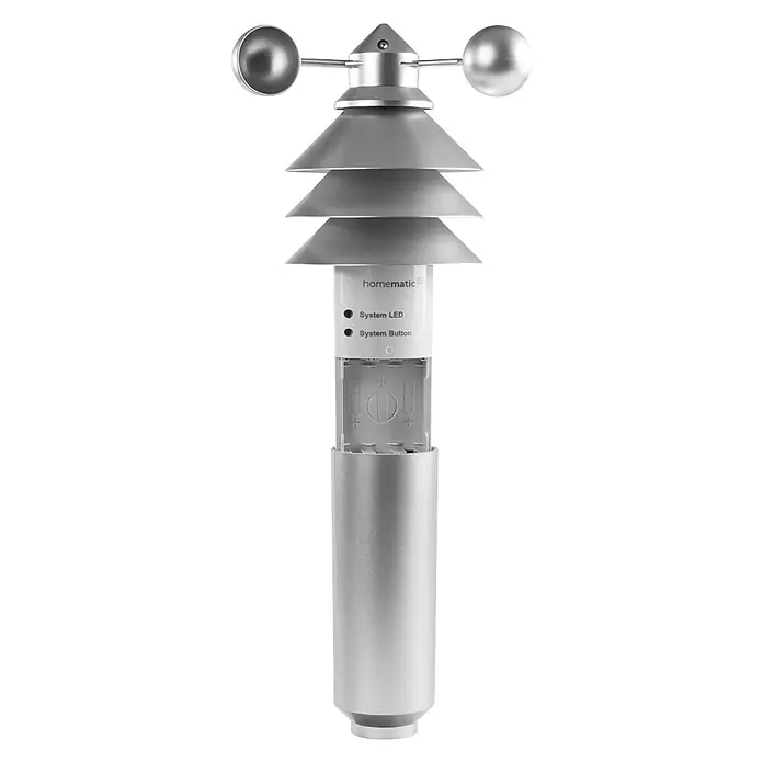 Homematic IP Funk-Wettersensor Basic - Batteriebetrieben, 15 x 15 x 42 cm, Edelstahl - Detailaufnahme