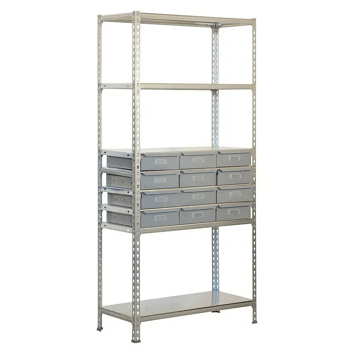 Simonrack Simonclick Estantería metálica Simonbox - L x An x Al: 40 x 90 x 180 cm, Capacidad de carga: 200 kg/balda, Número de baldas: 5 ud., Galvanizado