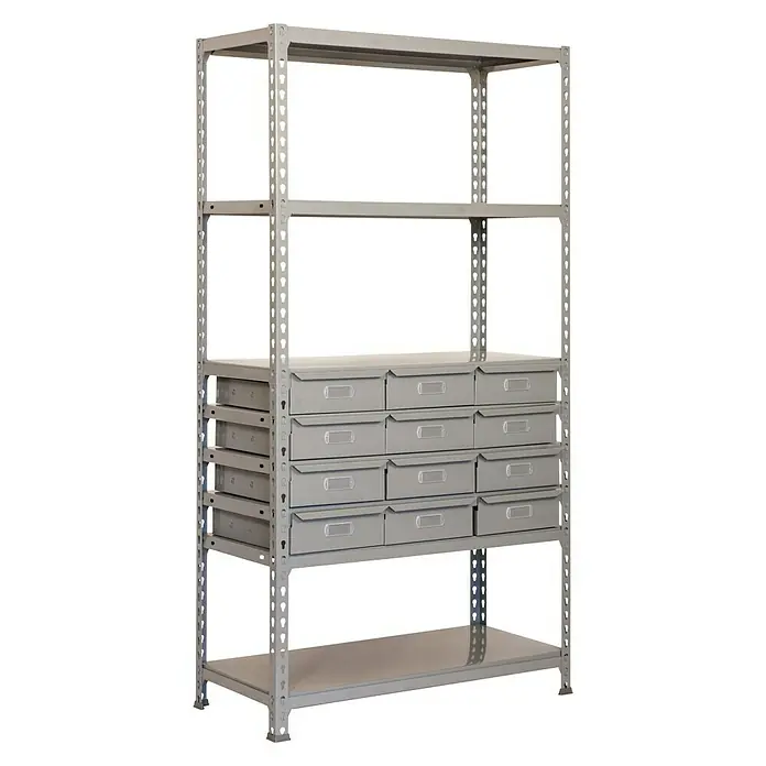Simonrack Simonclick Estantería metálica Simonbox - L x An x Al: 40 x 90 x 180 cm, Capacidad de carga: 200 kg/balda, Número de baldas: 5 ud., Gris