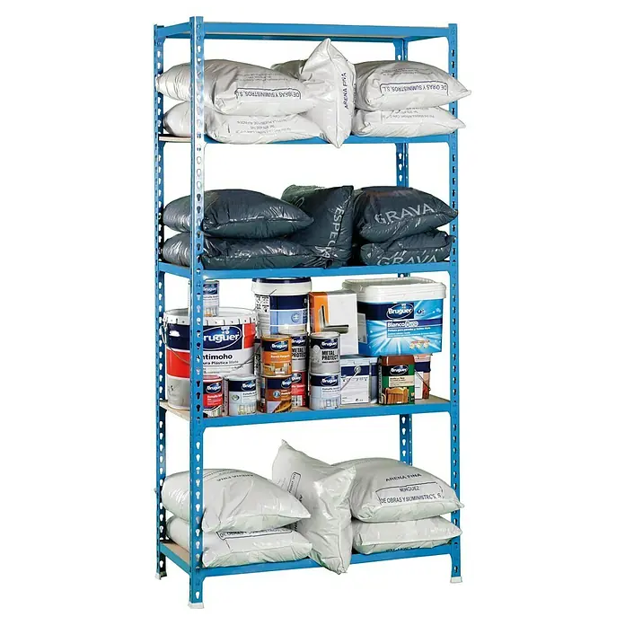 Simonrack Maderclick Estantería metálica Plus - L x An x Al: 30 x 100 x 200 cm, Capacidad de carga: 150 kg/balda, Número de baldas: 5 ud., Inserción, Azul